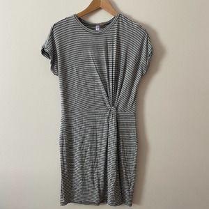 Alya Casual grey with thin black striped dress - Womens medium